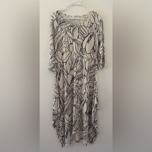 Bryn Walker Chelsea Jersey Knit Tulip Dress Floral Artsy Lagenlook Stretch Small